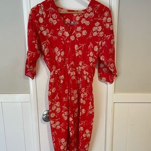 Tucker red floral silk “disco” dress GUC size small